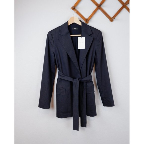 NEW Theory Womens Concord Eco Crunch Wash Linen Blend Belt Blazer, size 2 - Picture 12 of 16